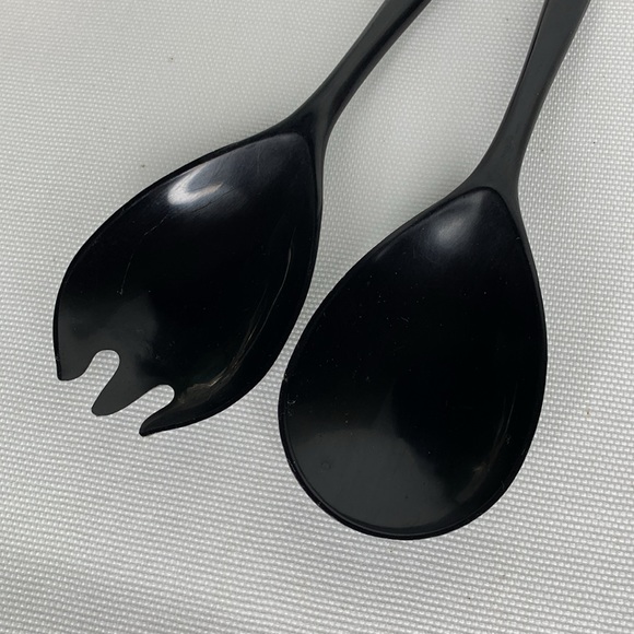 Vintage Oneida CATALINA stainless steel and black plastic handled salad servers - Picture 6 of 7